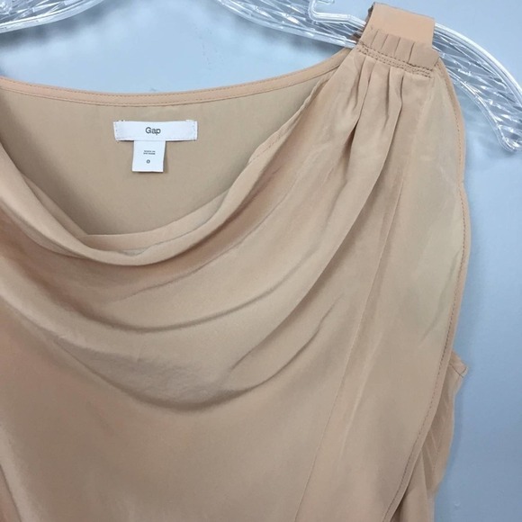 Gap Sleeveless Drape Neck Elastic Waist Ruffle Satin Dress Women’s Size 0 Beige - Picture 4 of 12